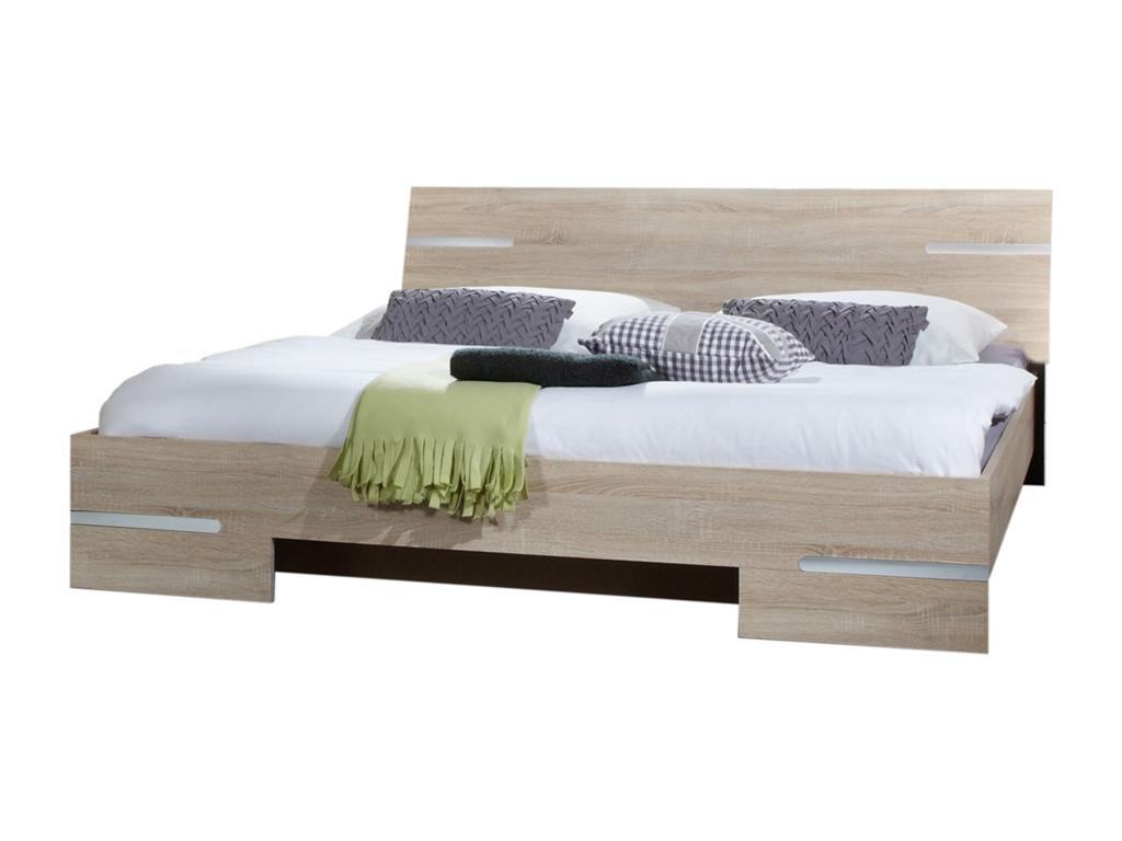 Adult bedroom set in oak-effect particleboard - Dimensions 180x200 cm