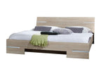 Adult bedroom set in oak-effect particleboard - Dimensions 180x200 cm