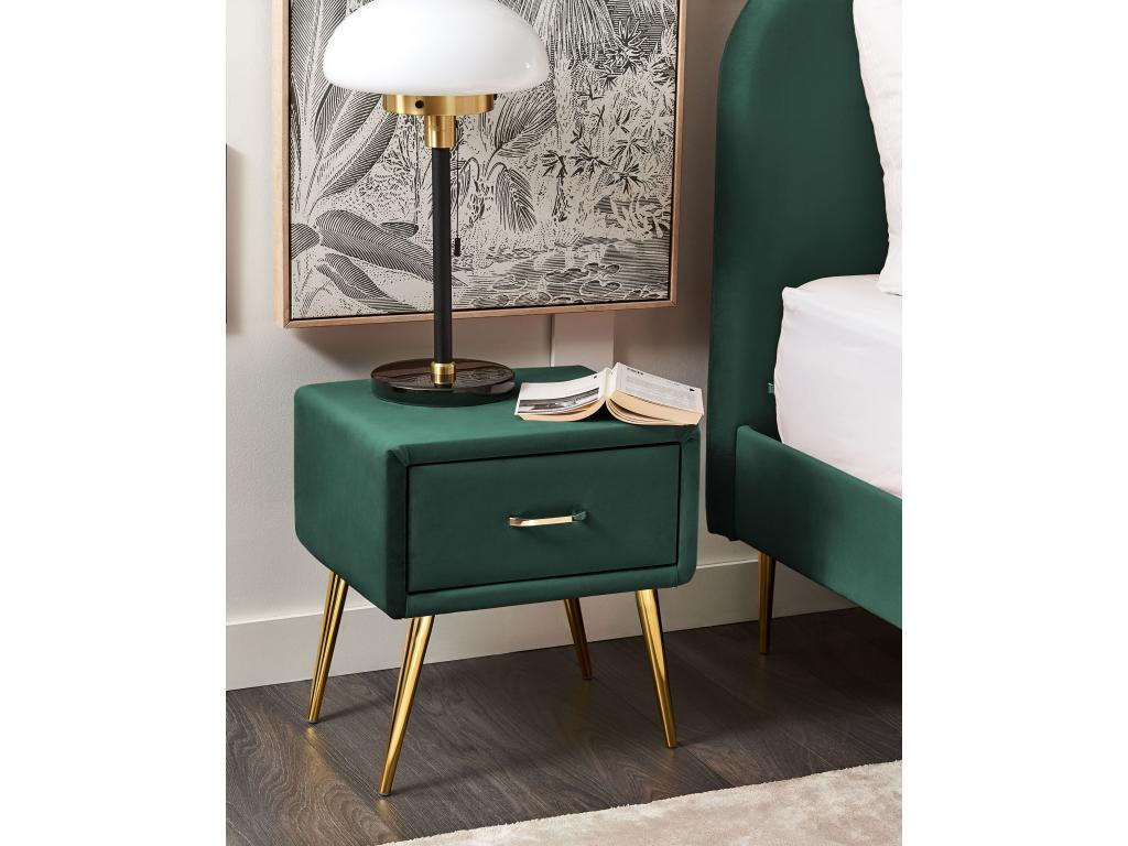 Meubiana bedside table in emerald green velvet