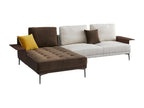 MACAO Left-Hand Facing Corner Sofa in Fabric - White/Brown