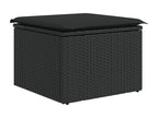8-piece garden furniture set with cushions, black woven resin