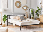 Meubiana 140x200 cm Black Metal Bed with Slatted Base
