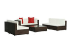 7-piece garden furniture set with cushions, brown woven resin