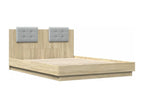 Bed frame, headboard and Meubianaères LED oak Meubiana 120x200