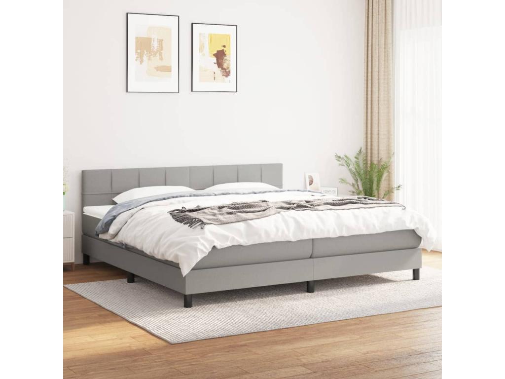 Meubiana bed base with light grey mattress 180x200 fabric