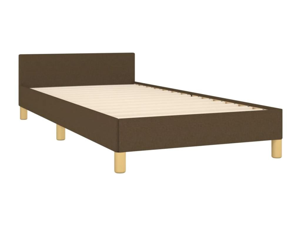 Bed frame with headboard, dark brown, 90x190 cm, fabric