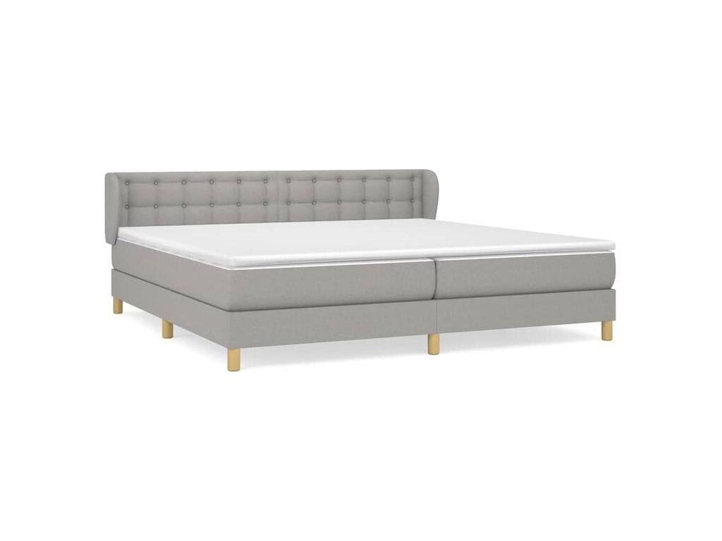 Meubiana bed base with light grey 200x200 mattress, fabric