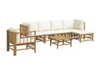 Homzora 7-piece garden furniture set with cream-white cushions