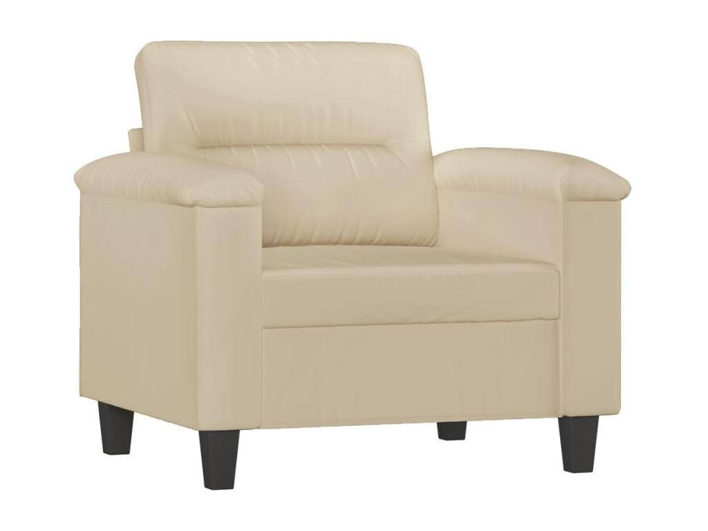 Armchair with footrest, cream, 60 cm, microfiber fabric