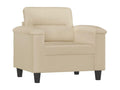 Armchair with footrest, cream, 60 cm, microfiber fabric