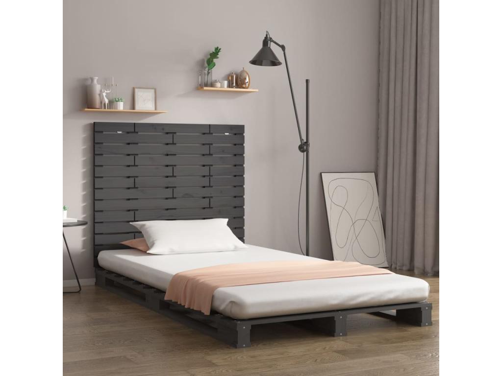 Wall-mounted headboard, grey, 96x3x91.5 cm, solid pine wood