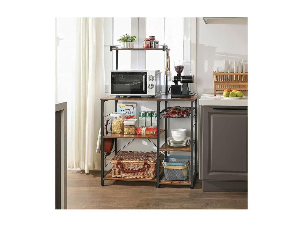 Meubiana XL industrial style kitchen from the Meubiana collection, black metal structure and wooden shelves.