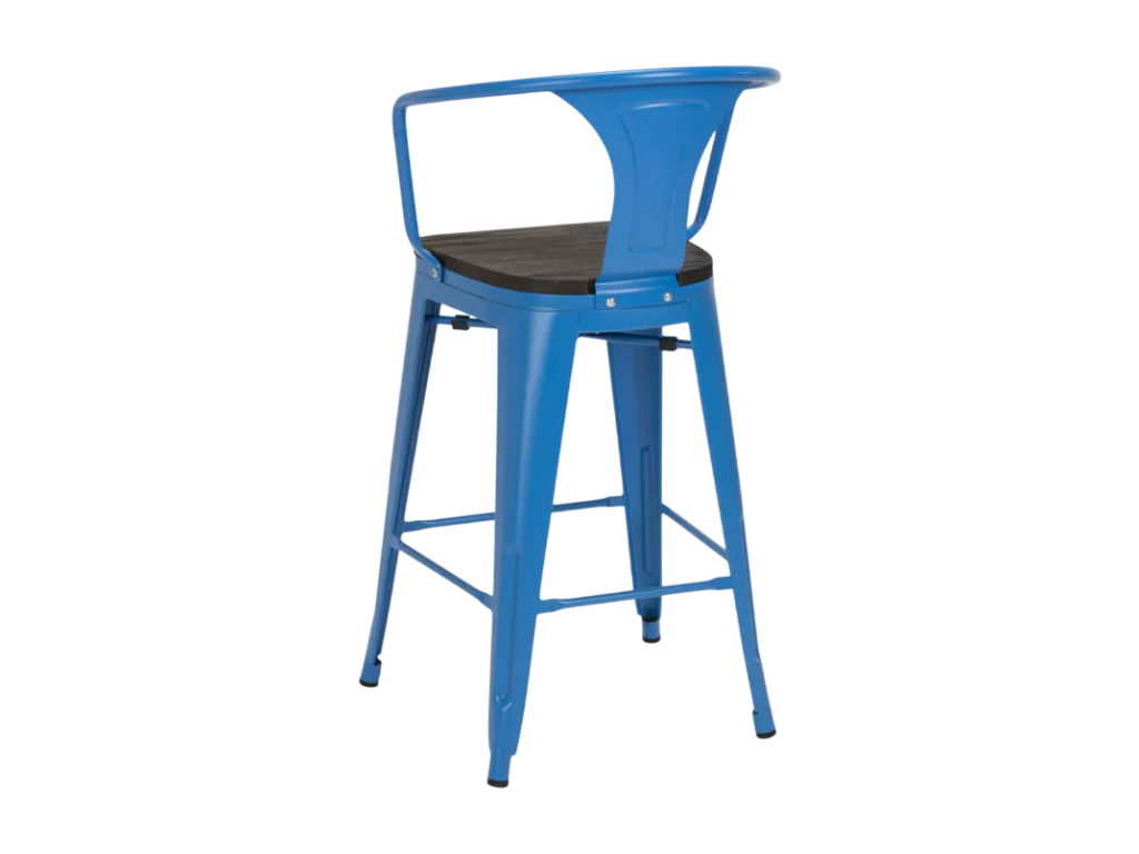 Homzora industrial design wooden and metal bar stool with backrest