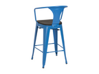 Homzora industrial design wooden and metal bar stool with backrest