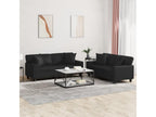2-piece sofa set with black faux leather cushions