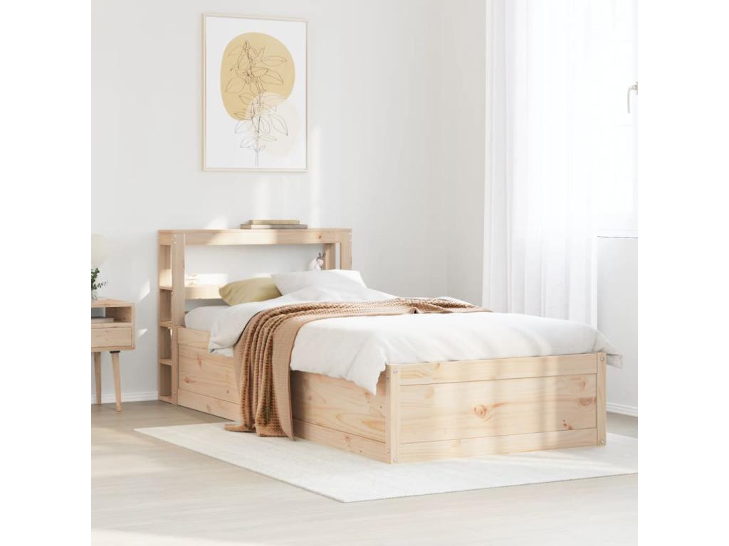 Bed frame with headboard 90x200 cm solid pine wood