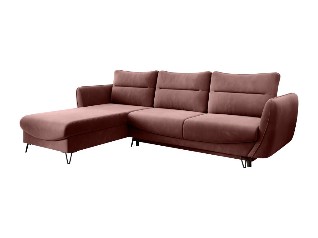 Meubiana 276cm Left-Hand Corner Sofa Bed in Rust Fabric