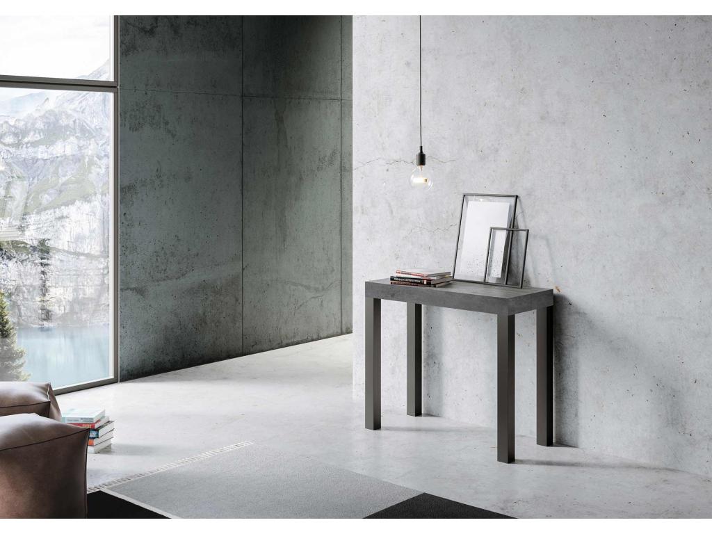 Extendable console 90x40/196 cm Everyday Small Concrete Gray Anthracite frame