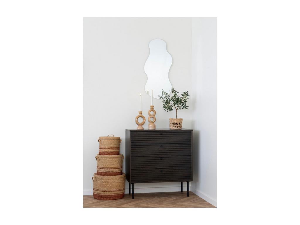 Set of 3 Budoni Decorative Storage Baskets, Brown, 38x38x30 cm, Meubiana