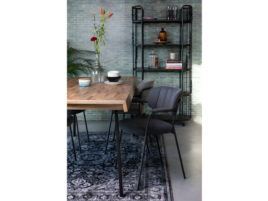 Meubiana - Set of 2 chairs with armrests and black legs - Grey