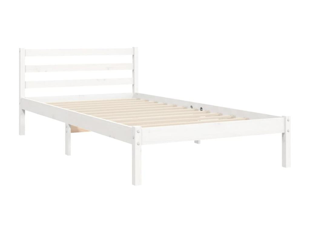 Bed frame without mattress, white, solid wood
