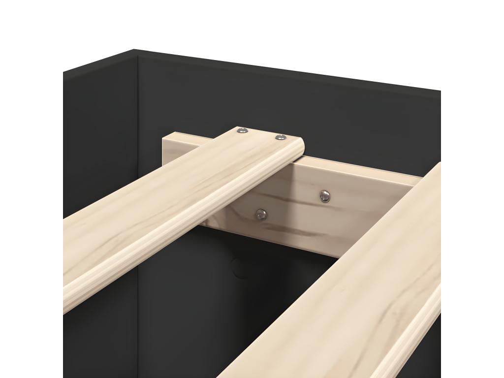 Black bed frame and headboard 100x200 cm engineered wood