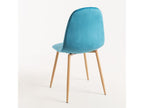 Meubiana turquoise blue velvet chair with natural wood-effect metal legs - Set of 2