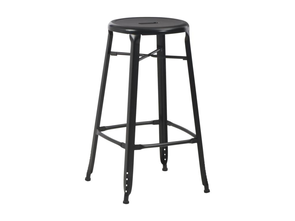 Set of 4 black steel bar stools