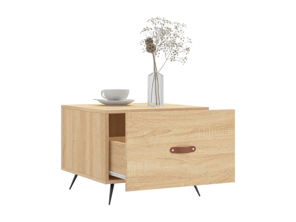 Homzora Oak Coffee Table 50x50x40 Engineered Wood