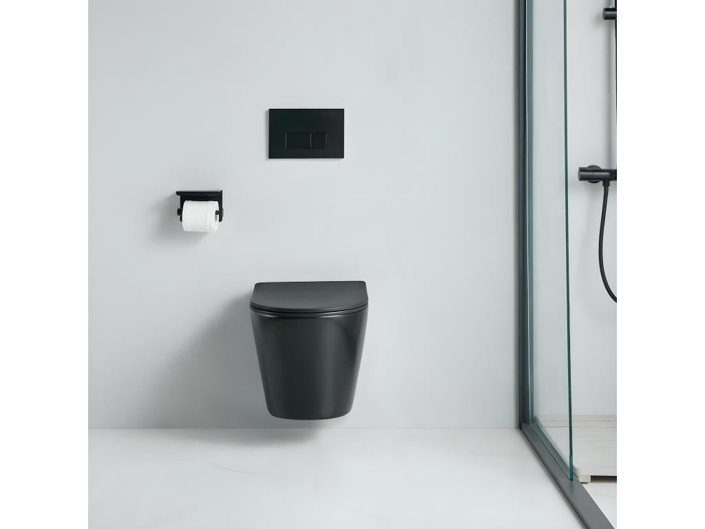 TERCERO wall-hung toilet bowl, matte black - rimless and with soft-close mechanism