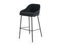Modern fabric stool with black metal legs, Meubiana - Dark Grey - Seat height 76 cm