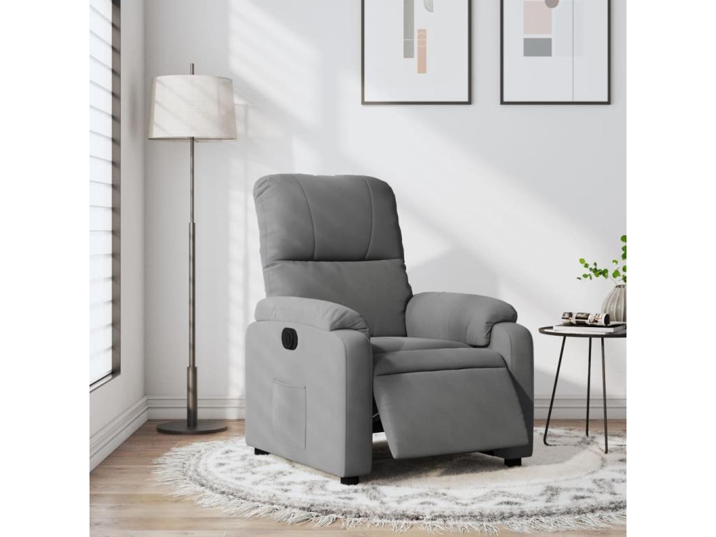 Dark grey electric recliner chair in microfiber fabric