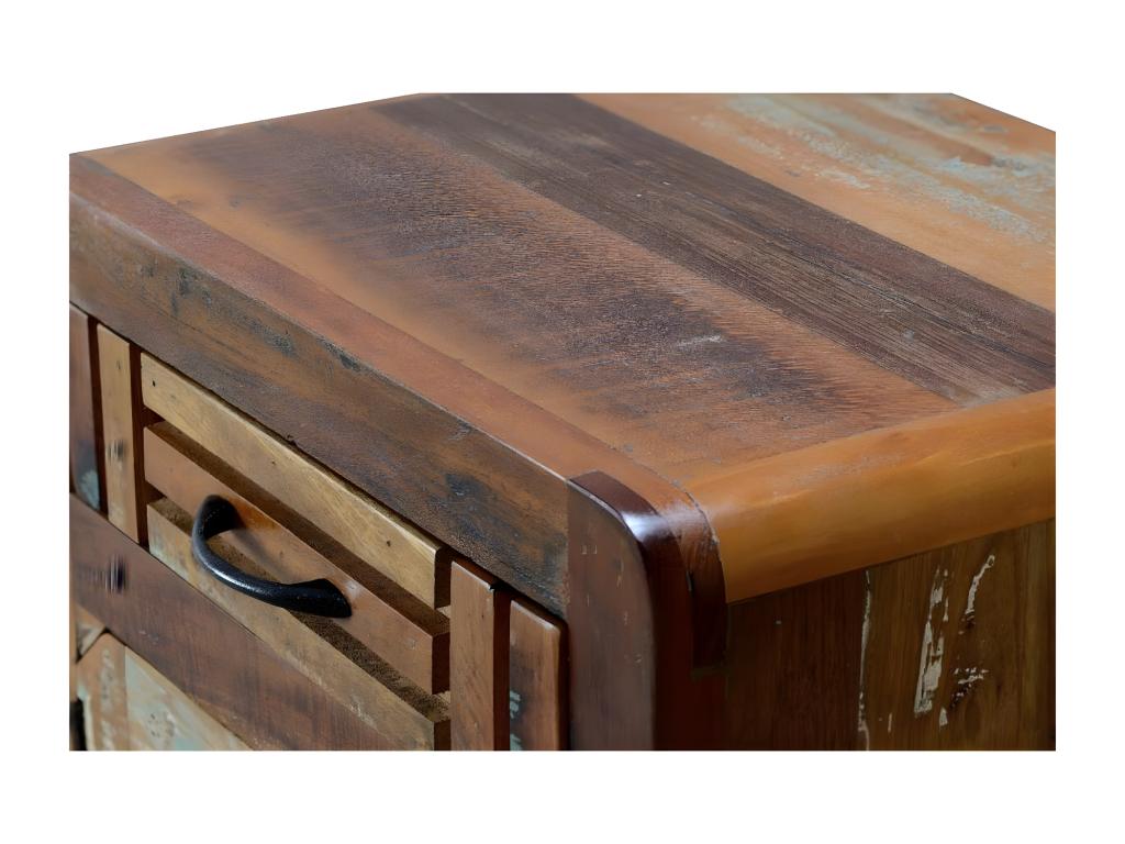 Bedside Table with 1 Drawer, Wood and Iron, Brown, 50x40x60cm - Meubiana Vintage Decoration