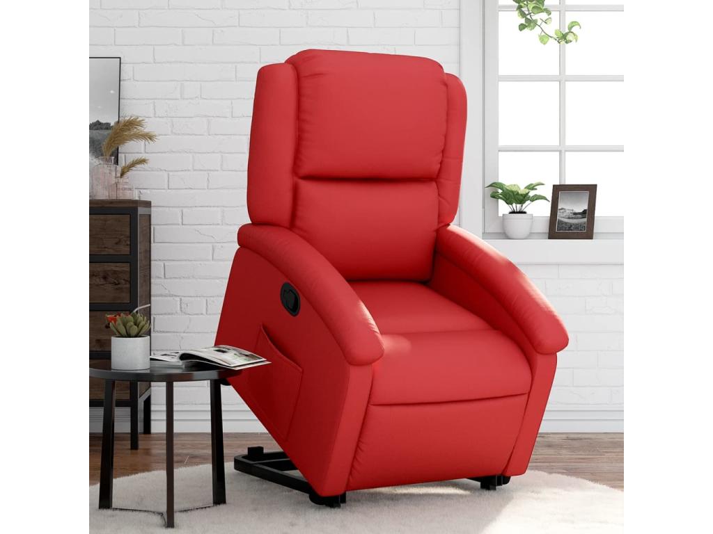Red Faux Leather Reclining Armchair