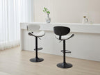 Set of 2 bar stools in bouclé fabric with ash veneer and metal - Adjustable height - White and Black - MONTENEGRO