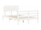 Bed frame with white double headboard, solid wood