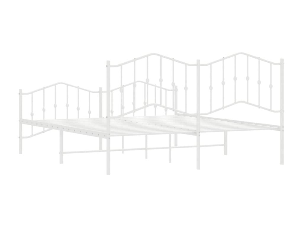 Metal bed frame with headboard and footboard, white, 160x200