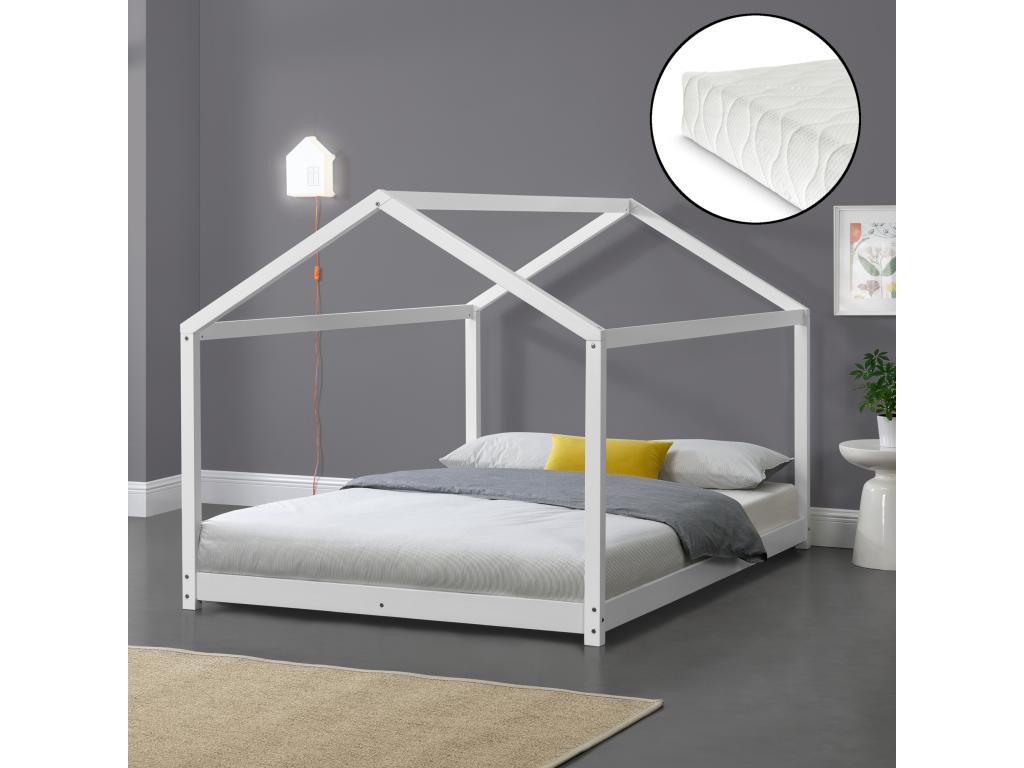 Meubiana House-Shaped Children's Bed with Cold Foam Mattress 140x200 cm White
