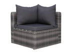 7-piece garden furniture set with cushions, grey woven resin