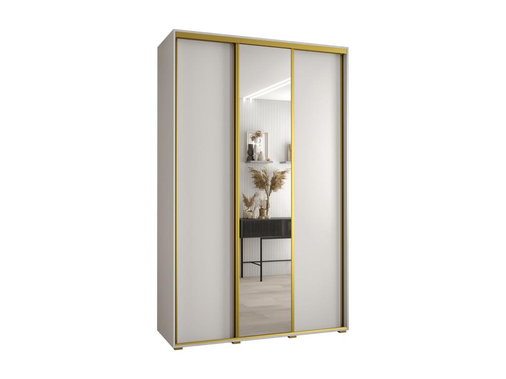 Meubiana 3-Door Sliding Wardrobe 235.2/150/45 3 Doors White/White/Gold