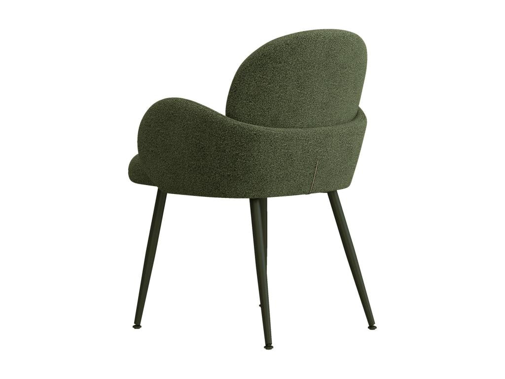 Meubiana - Army Green bouclé fabric chair with black metal legs x2