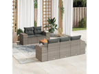 6-piece garden furniture set with grey resin wicker cushions