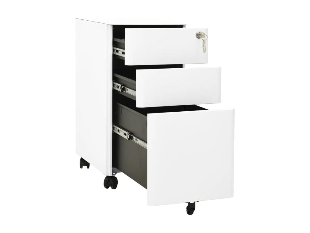 Mobile filing cabinet, white, 30x45x59 cm, steel
