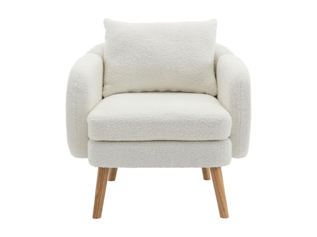 Homzora Modern Simple Velvet Armchair with Cushion. Extra-Thick Cushioned Armchair. Simple Sofa Armchair. Solid Wood Legs.