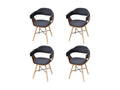 Homzora light wood and grey fabric chair - Set of 4