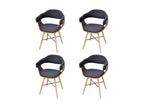 Homzora light wood and grey fabric chair - Set of 4