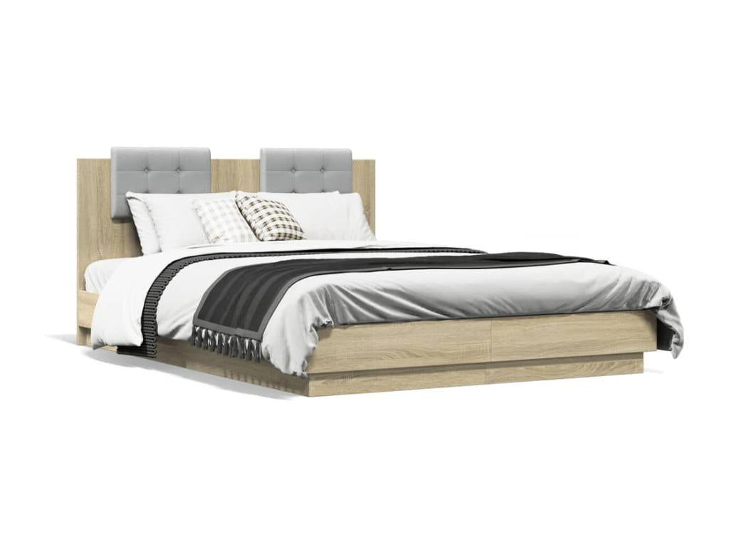 Bed frame, headboard and Meubianaères LED oak Meubiana 120x200