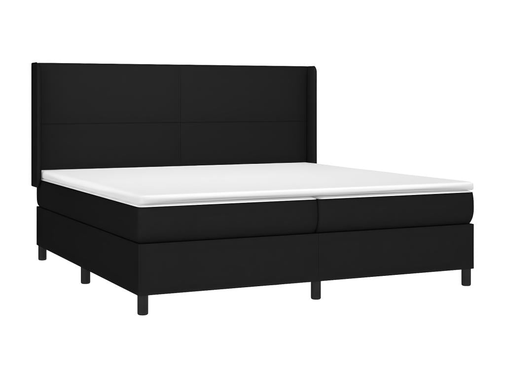 Upholstered bed base with mattress, black, 200x200 cm, fabric
