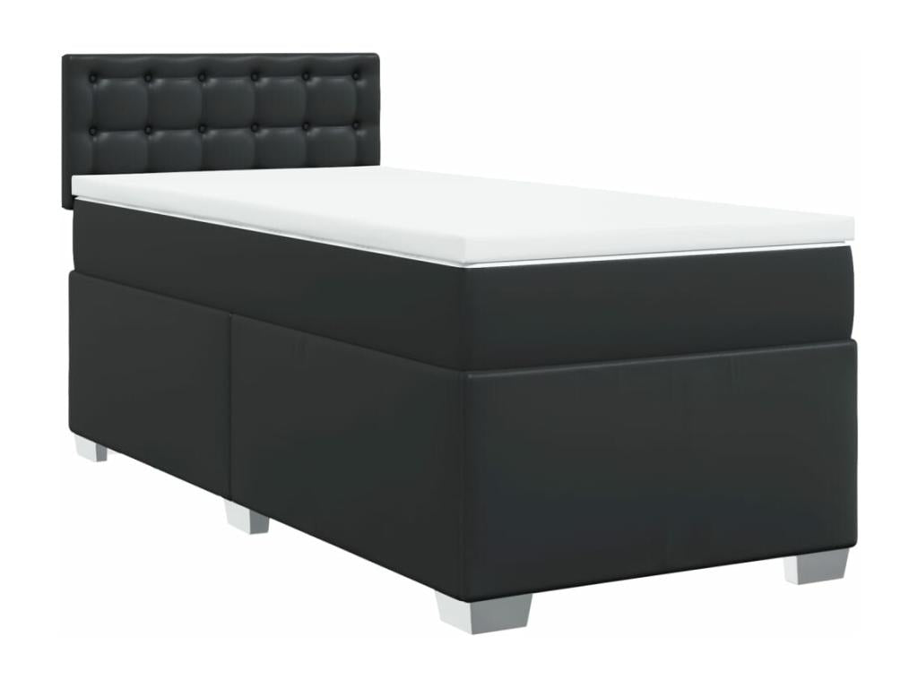 Meubiana bed base with black 80x200cm faux leather mattress