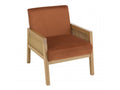 Homzora - Homzora velvet armchair with wooden legs and rattan armrests